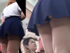 Asian blue skirt office lady upskirt