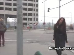 MILF from the street blows for cash