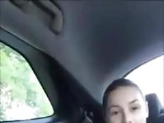 girl masturbates in car